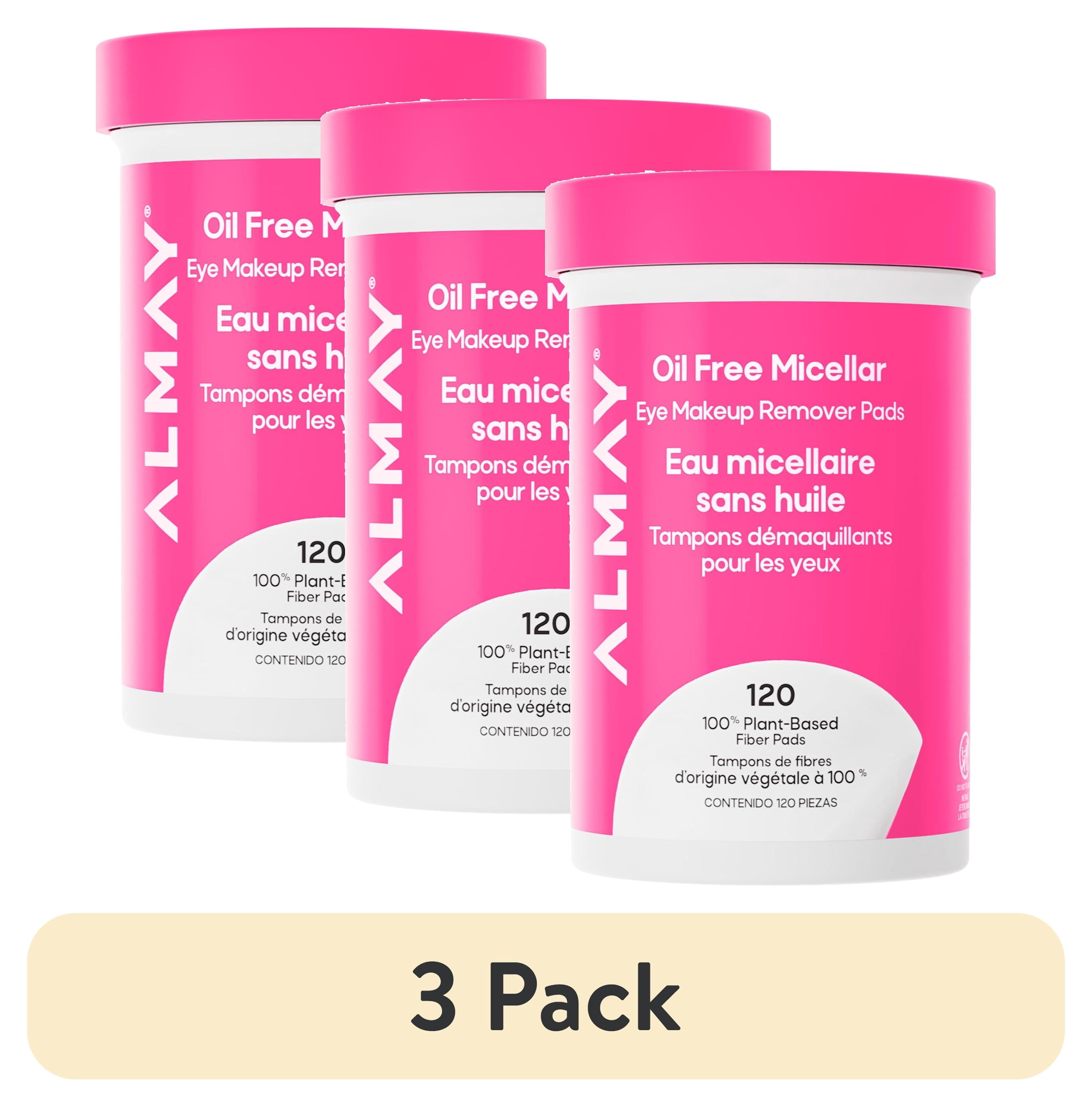 (3 pack) Almay Oil Free Micellar Eye Makeup Remover Pads, Gentle & Hypoallergenic, Fragrance-Free, Ophthalmologist Tested, Suitable for Sensitive Eyes, 120 count