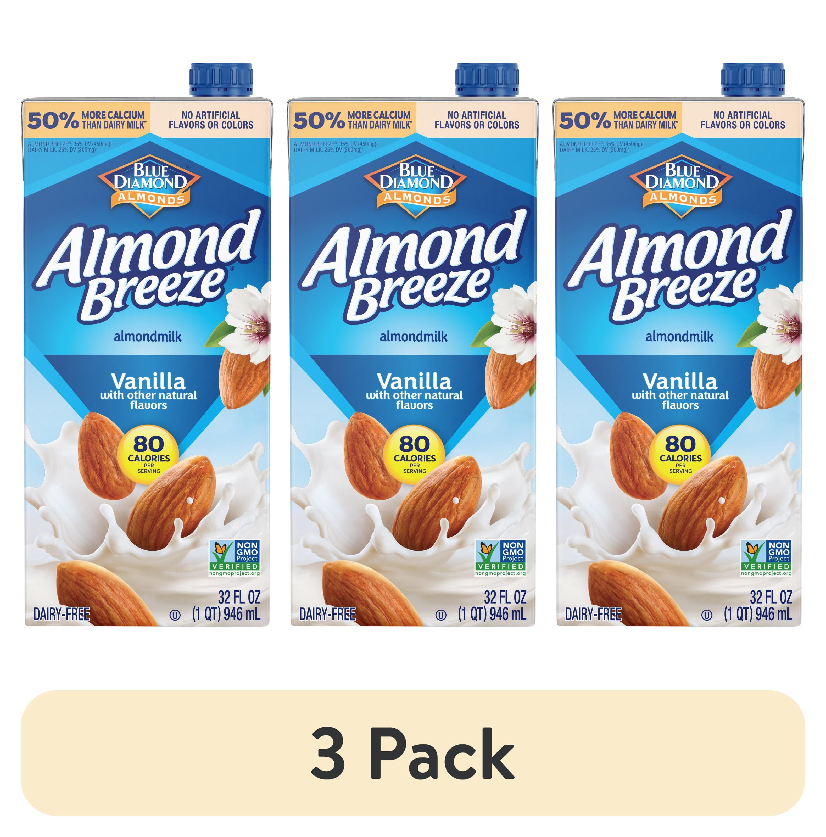 (3 pack) Almond Breeze Shelf-Stable Vanilla Dairy-Free Almondmilk, 32 oz