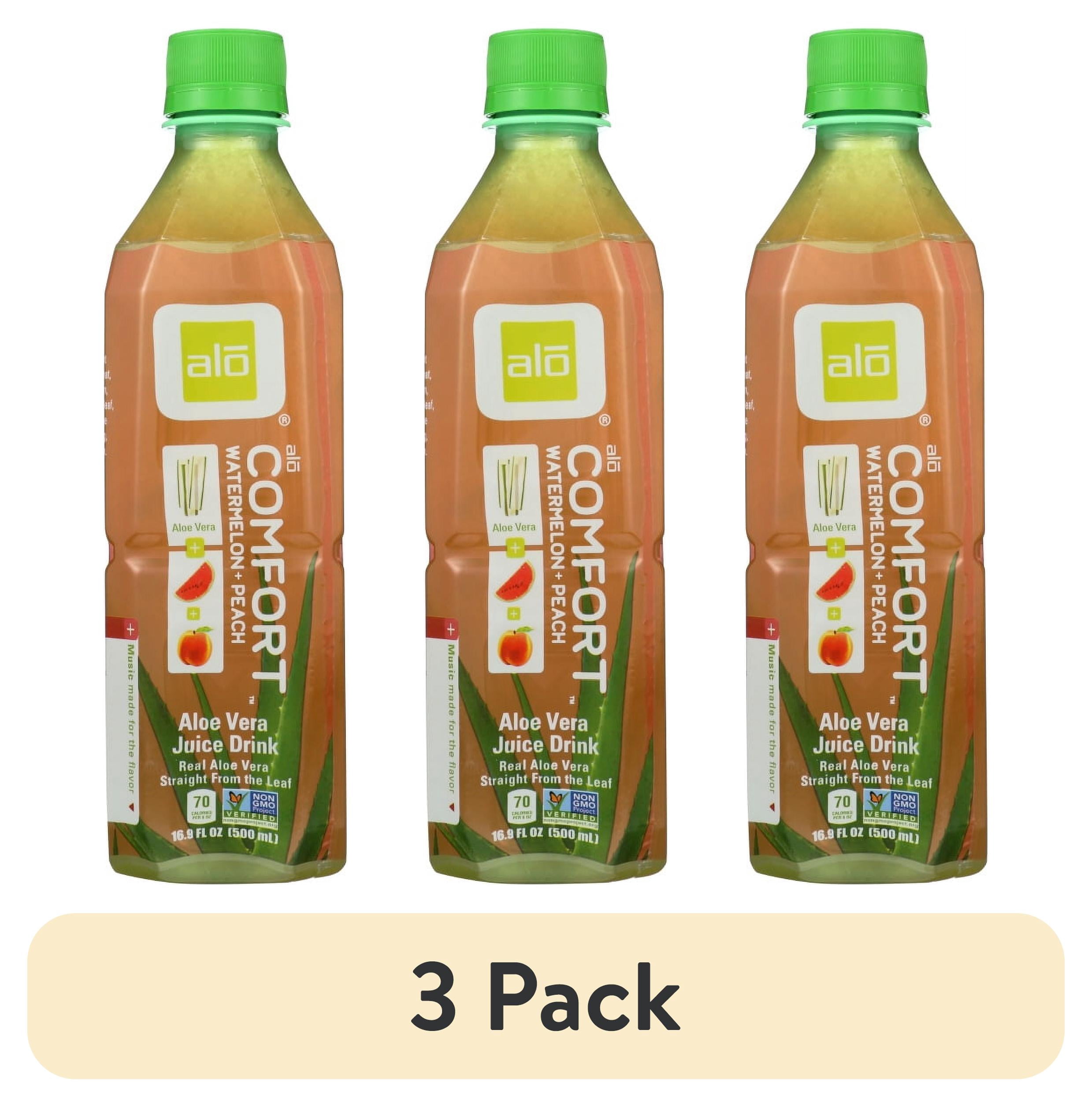 (3 pack) Alo Comfort Watermelon + Peach Pulp and Juice Made with Real Aloe Vera, 6.9 Fl. Oz.
