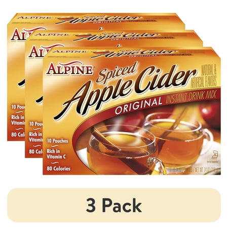 (3 pack) Alpine Spiced Cider Original Powdered Drink Mix, Apple Flavor, 10 Pouches
