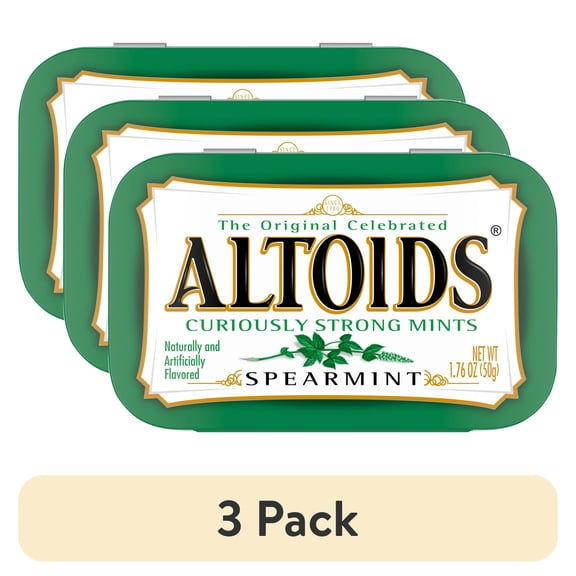 (3 pack) Altoids Spearmint Sugar Free Breath Mints, Single Pack - 1.76 oz