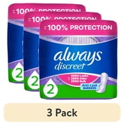 (3 pack) Always Discreet Incontinence Panty Liners for Bladder Leaks, Size 2, Very Light Absorbency, 48 Count