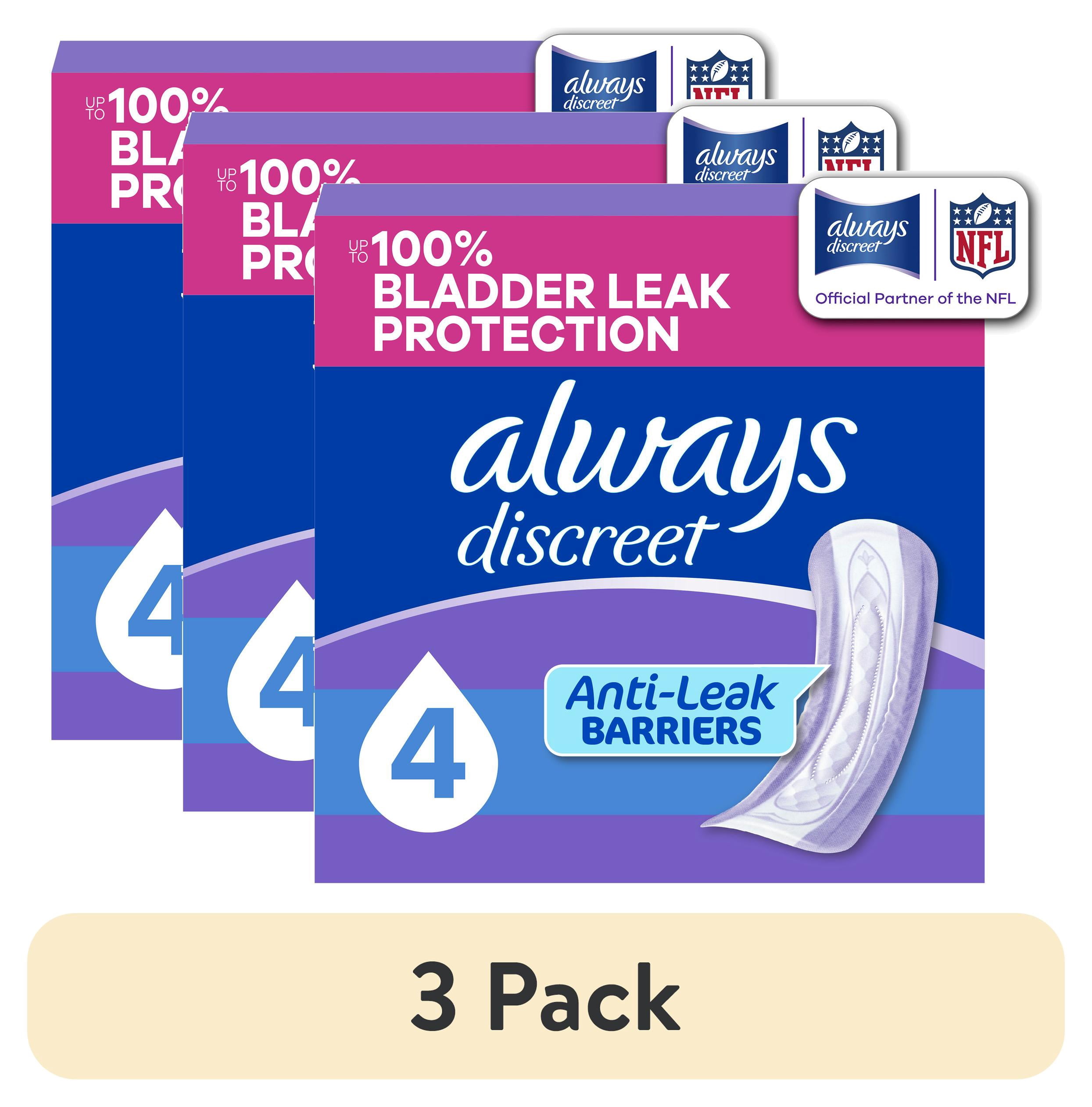 (3 pack) Always Discreet Pads, Moderate Absorbency, Regular, 108 Count
