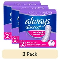 (3 pack) Always Discreet Incontinence Panty Liners for Bladder Leaks, Size 2, Very Light Absorbency, 120 count