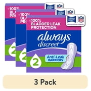 3 pack Always Discreet Incontinence Panty Liners for Bladder Leaks, Size 2, Very Light Absorbency, 120 count