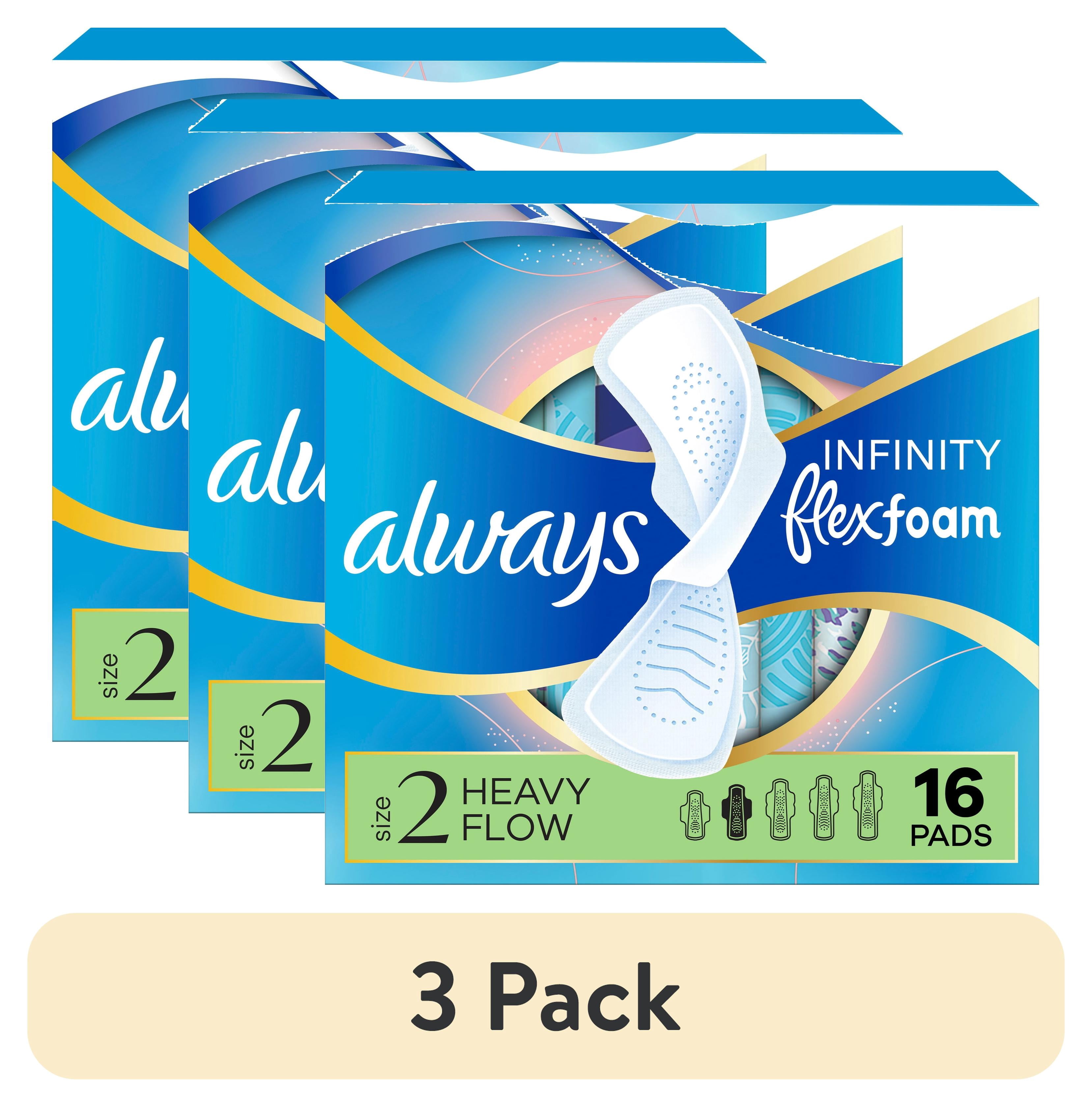 3 pack) Always Infinity FlexFoam Pads, Size 2, Heavy, Wings