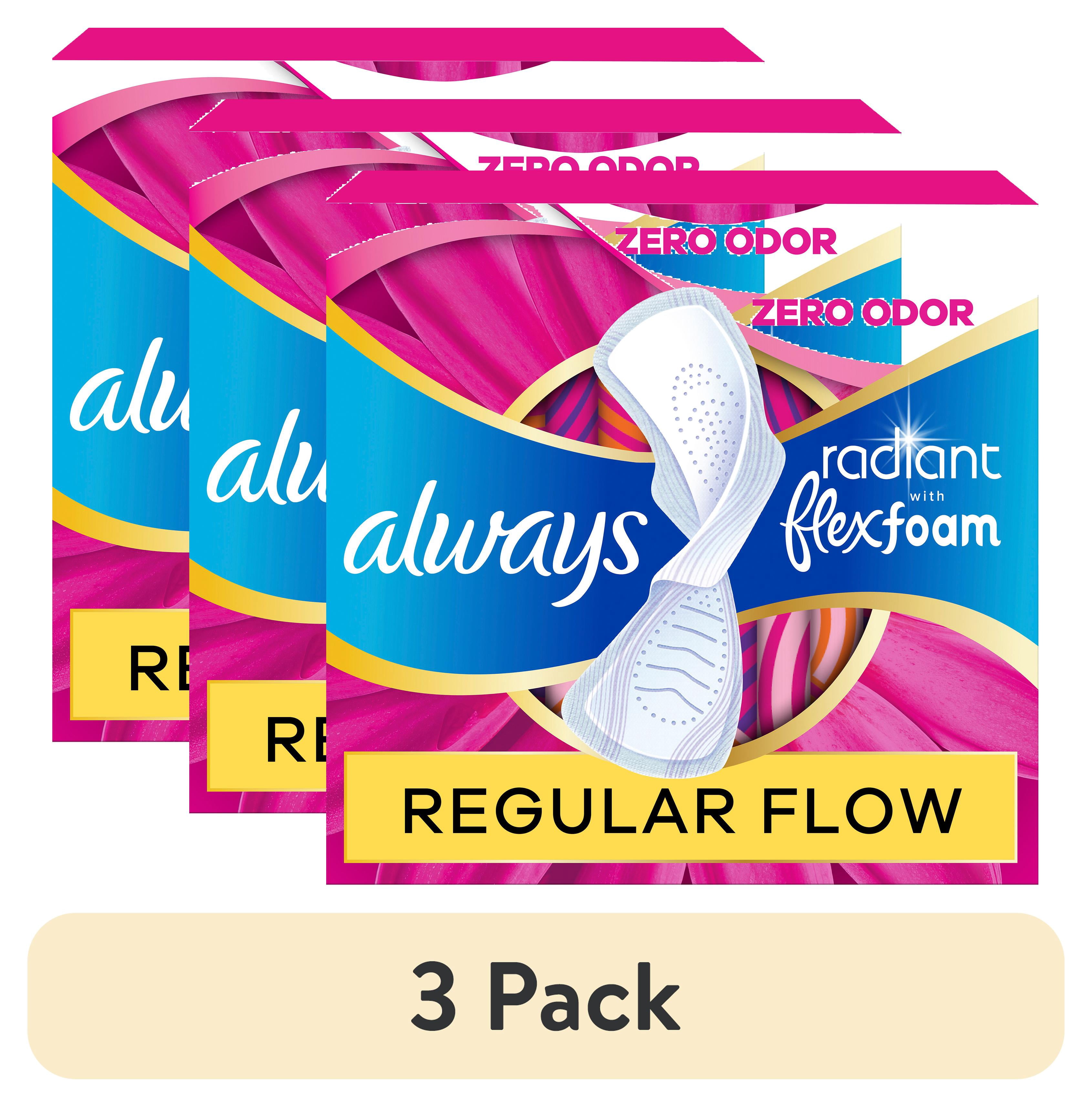 (3 pack) Always Radiant with FlexFoam Pads, Size 2, Heavy, Wings, 48 Count