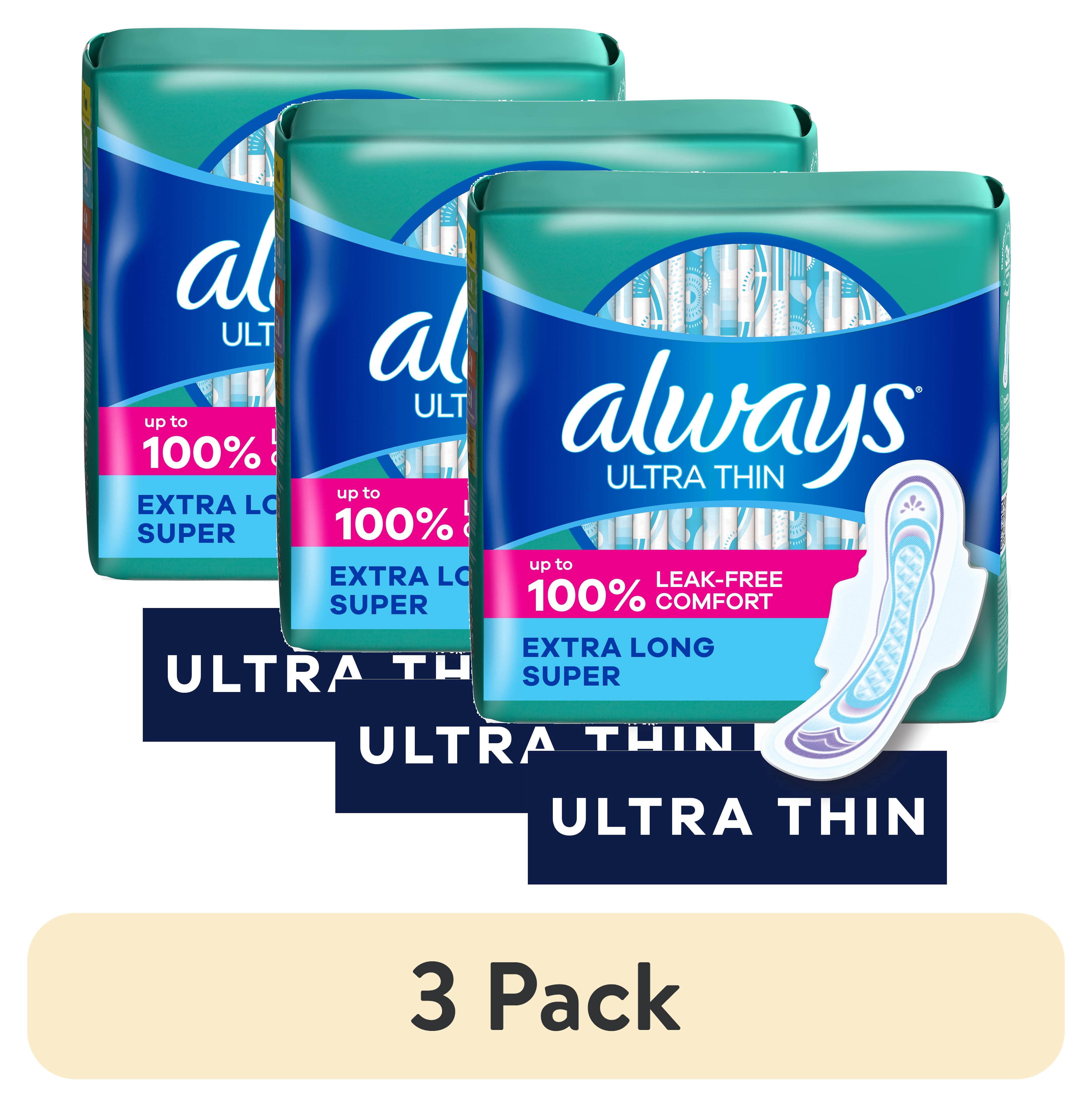 (3 pack) Always Ultra Thin Daytime Pads with Wings, Size 3, Unscented, 38 Count