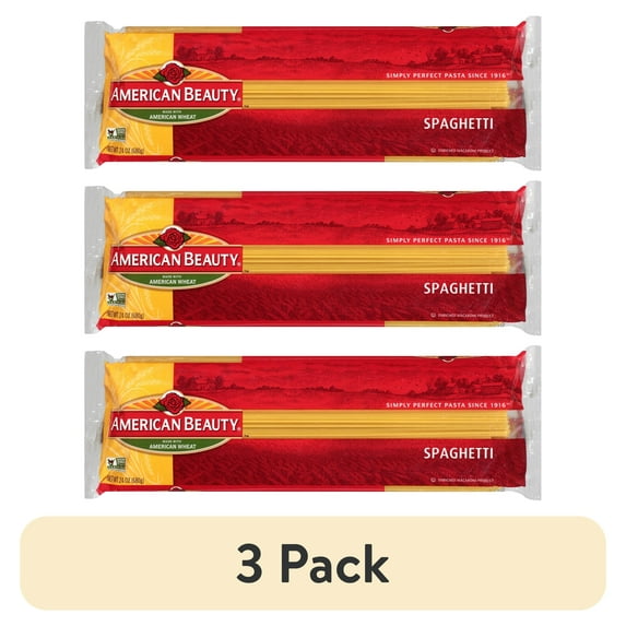 (3 pack) American Beauty Spaghetti Pasta, 12-Pack (24 oz Each) – Traditional Enriched Pasta for Classic Italian Style Dishes