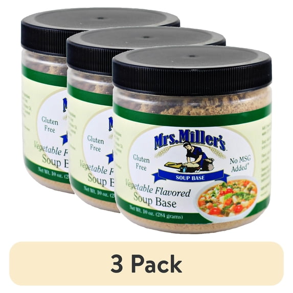 (3 pack) AmishTastes Mrs. Miller's Vegetable Soup Base, Gluten Free, No MSG, 10 oz.