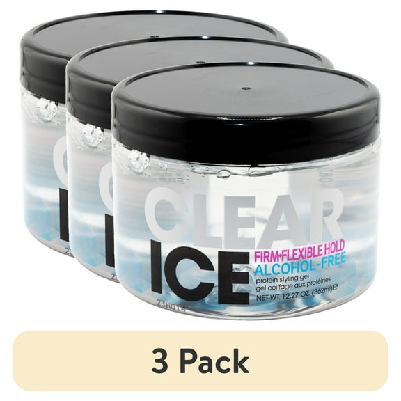 (3 pack) Ampro Clear Ice® Ultra Hold Protein Unisex Styling Gel, Coily Hair Textures, 12 oz