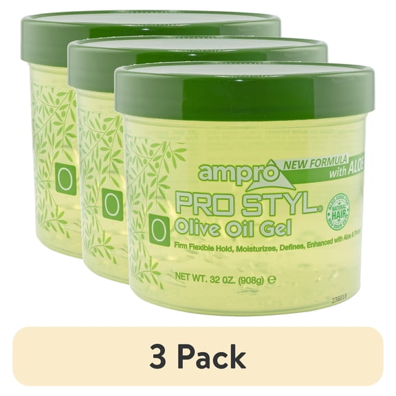 (3 pack) Ampro Pro Style 32 oz. Olive Oil Hair Gel, Very Moisturizing, Unisex