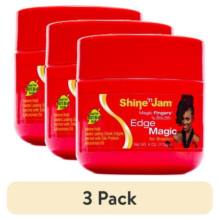 (3 pack) Ampro Shine 'n Jam® Magic Fingers® Edge Magic Gel, Frizz Control, 4 oz., Female