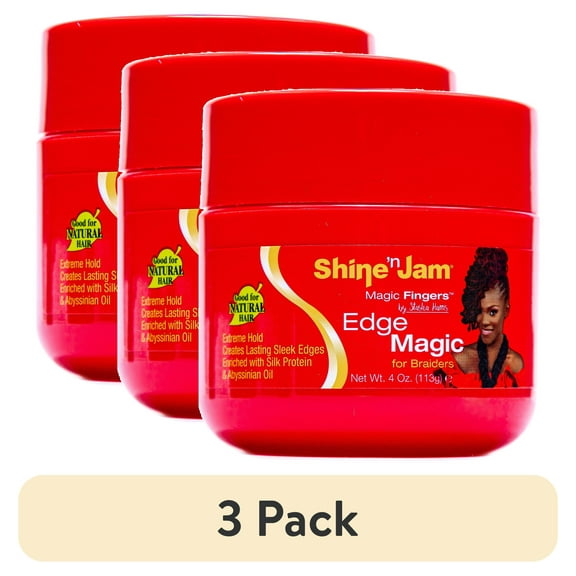 (3 pack) Ampro Shine 'n Jam® Magic Fingers® Edge Magic Gel, Frizz Control, 4 oz., Female
