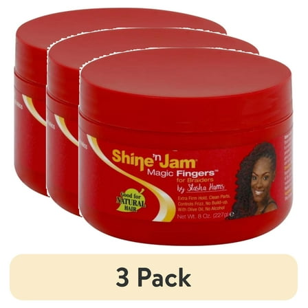(3 pack) Ampro Shine n Jam Magic Fingers for Braiders, 8 oz Gel, Frizz Control, Female