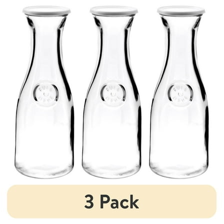 (3 pack) Anchor Hocking Glass Carafe with Lid, 1 Liter