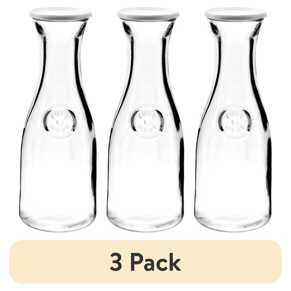 (3 pack) Anchor Hocking Glass Carafe with Lid, 1 Liter