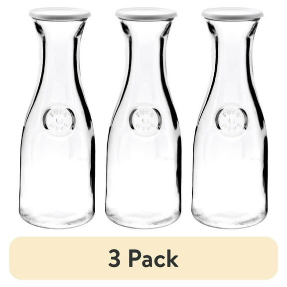(3 pack) Anchor Hocking Glass Carafe with Lid, 1 Liter