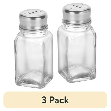(3 pack) Anchor Hocking Glass Salt & Pepper Shakers 2 Piece Set - Durable Classic Design, Designed to Help with Seasoning Storage and Serving