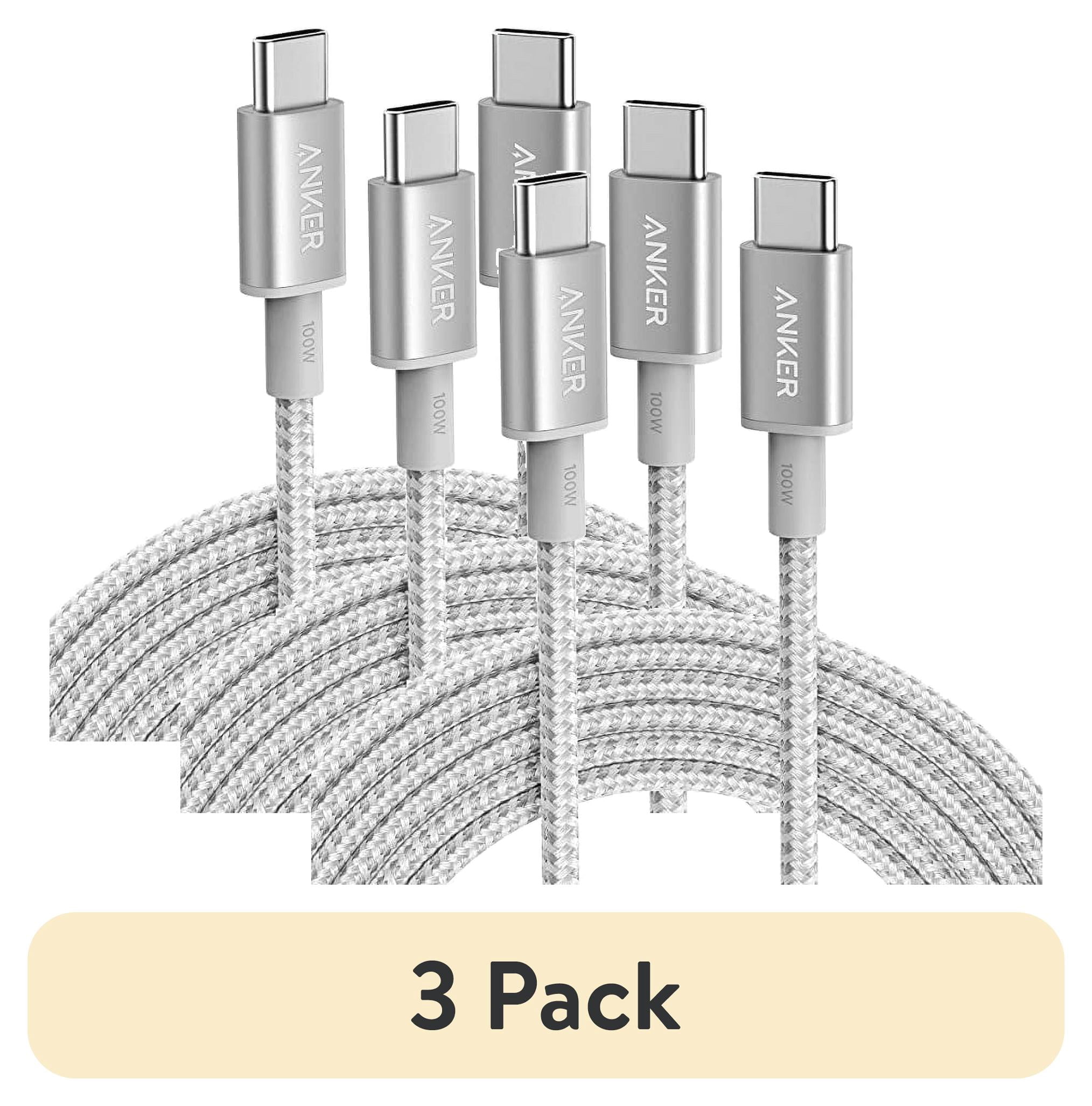 (3 pack) Anker USB C to USB C Cable, Type-C Charging Cord Fast Charge(10FT,100W), Compatible for iPhone 17 Series, MacBook and More(Silver)