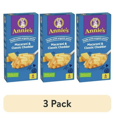 (3 pack) Annie's Macaroni and Classic Cheddar with Organic Pasta, Made with Real Cheese, 6 oz