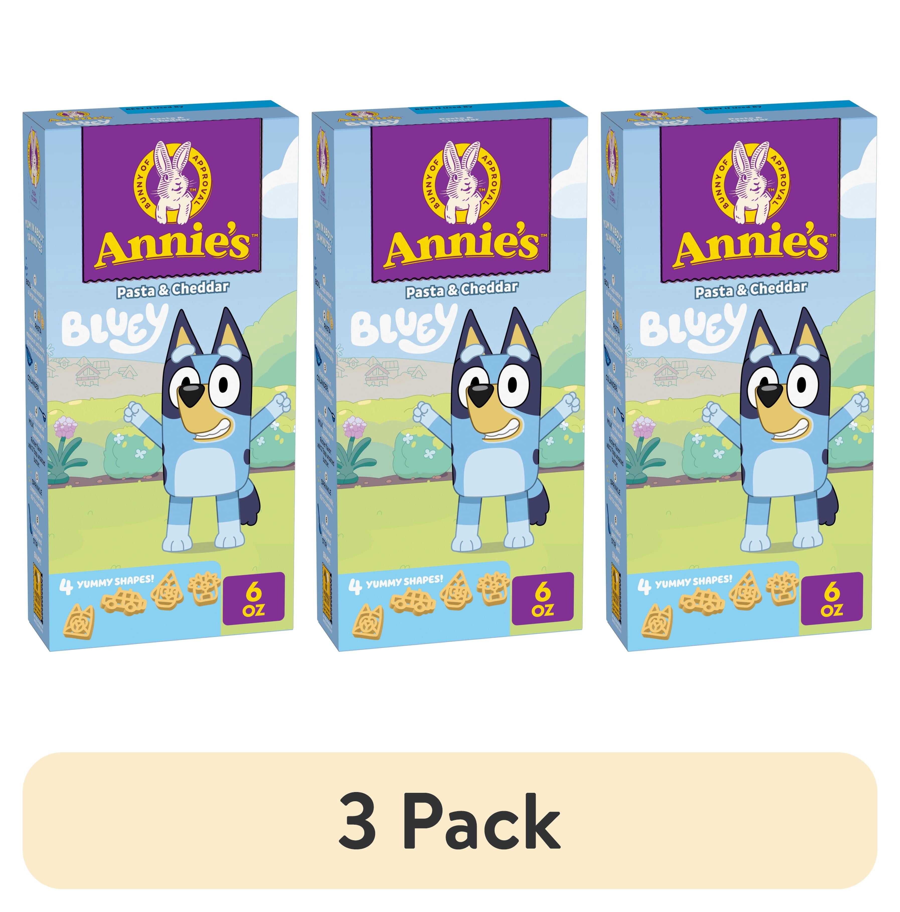 (3 pack) Annie's Bluey Shapes Pasta and Cheddar, Less Sodium, 6 oz