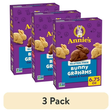 (3 pack) Annie's Gluten Free Cocoa and Vanilla Bunny Cookies, 6.75 oz