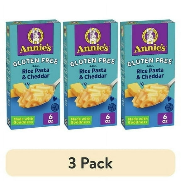 (3 pack) Annie's Gluten Free Rice Pasta and Cheddar, Made with Real Cheese, 6 oz