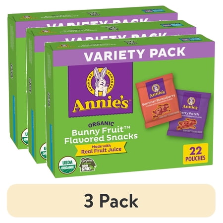 Annie's Organic Bunny Fruit Snacks, Variety Pack, Gluten Free Snack, 22 Count, 15.4 oz