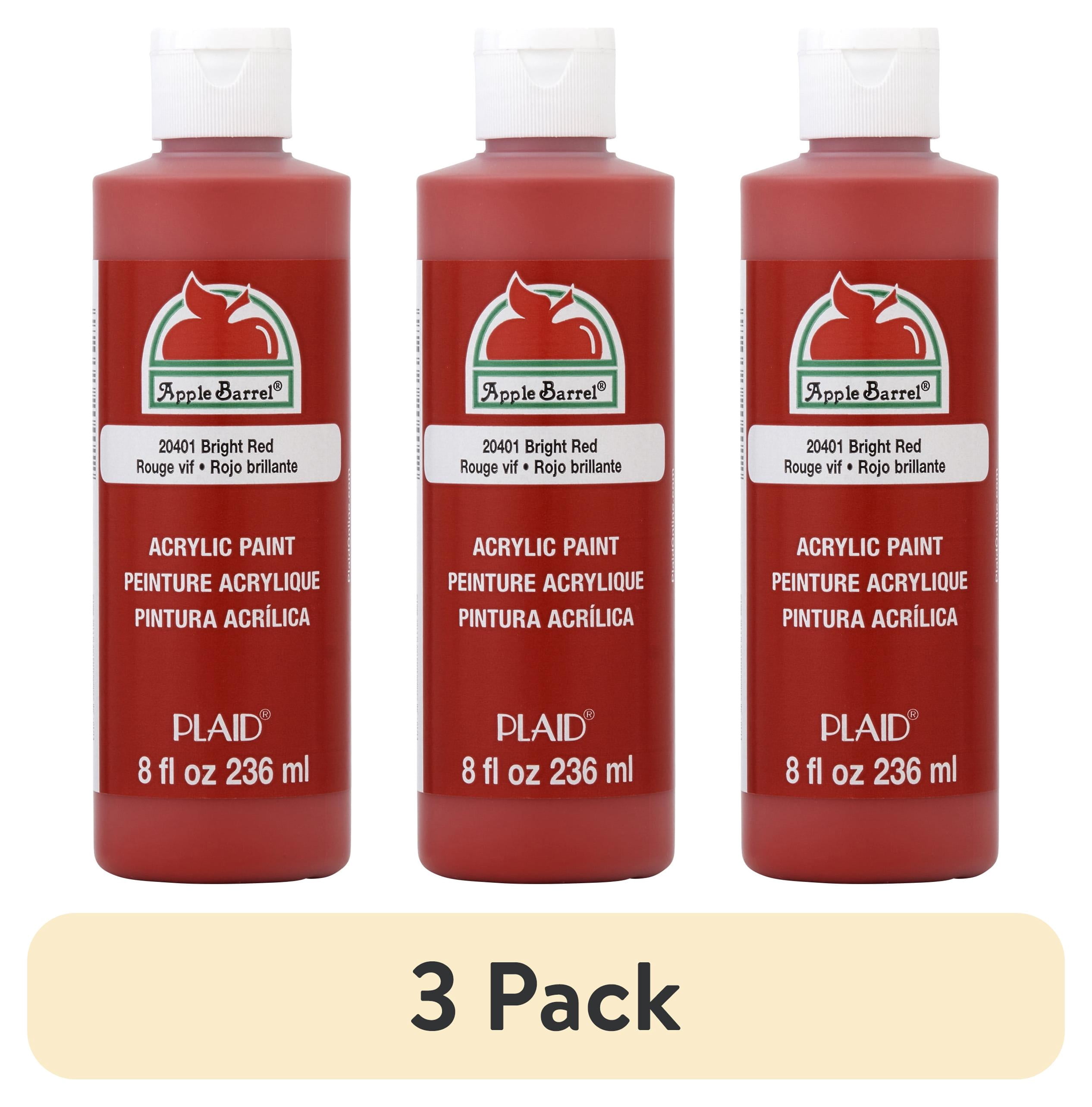 (3 pack) Apple Barrel Acrylic Craft Paint, Matte Finish, Bright Red, 8 fl oz