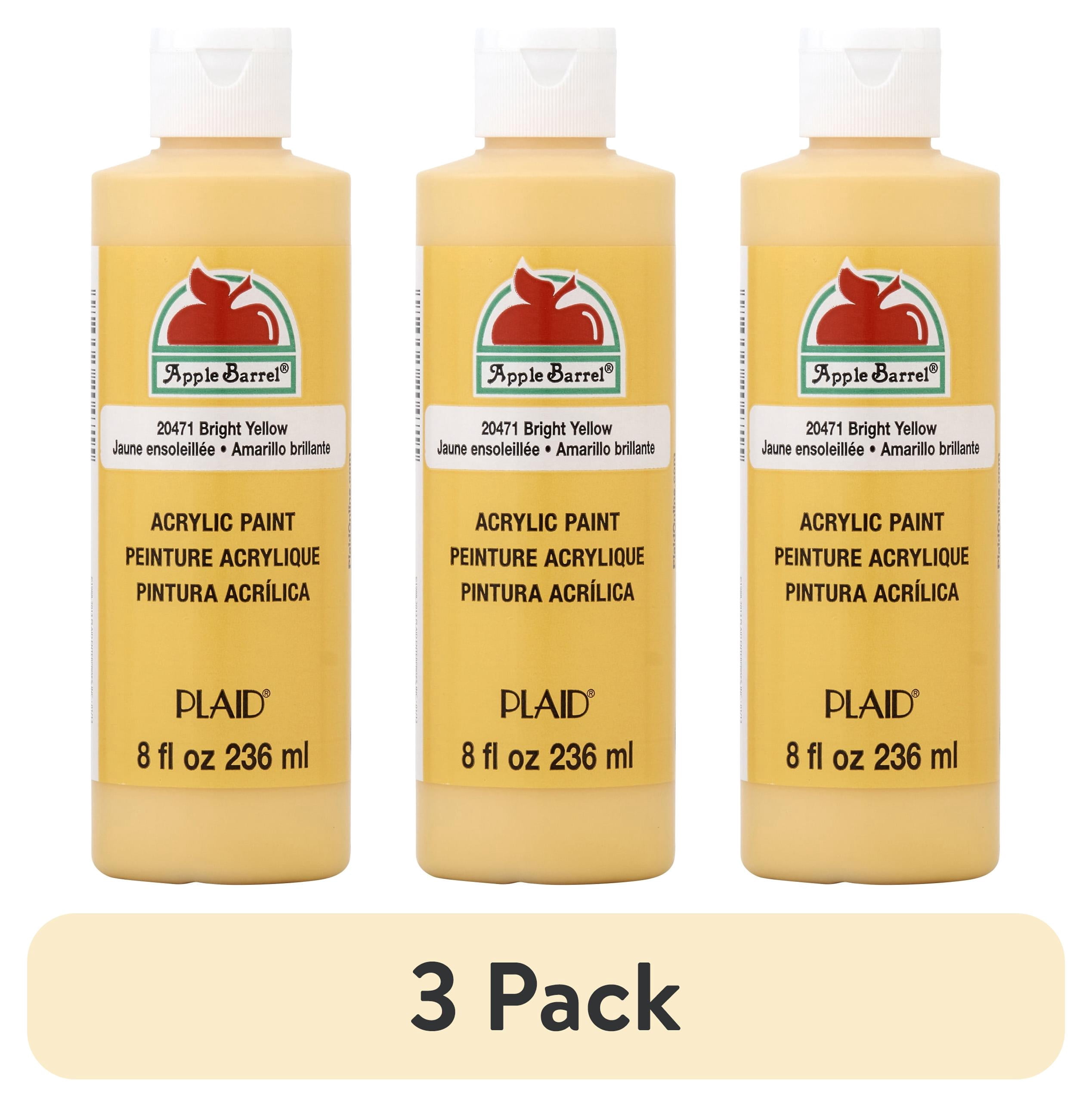 (3 pack) Apple Barrel Acrylic Craft Paint, Matte Finish, Bright Yellow, 8 fl oz