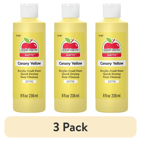 (3 pack) Apple Barrel Acrylic Craft Paint, Matte Finish, Canary Yellow, 8 fl oz