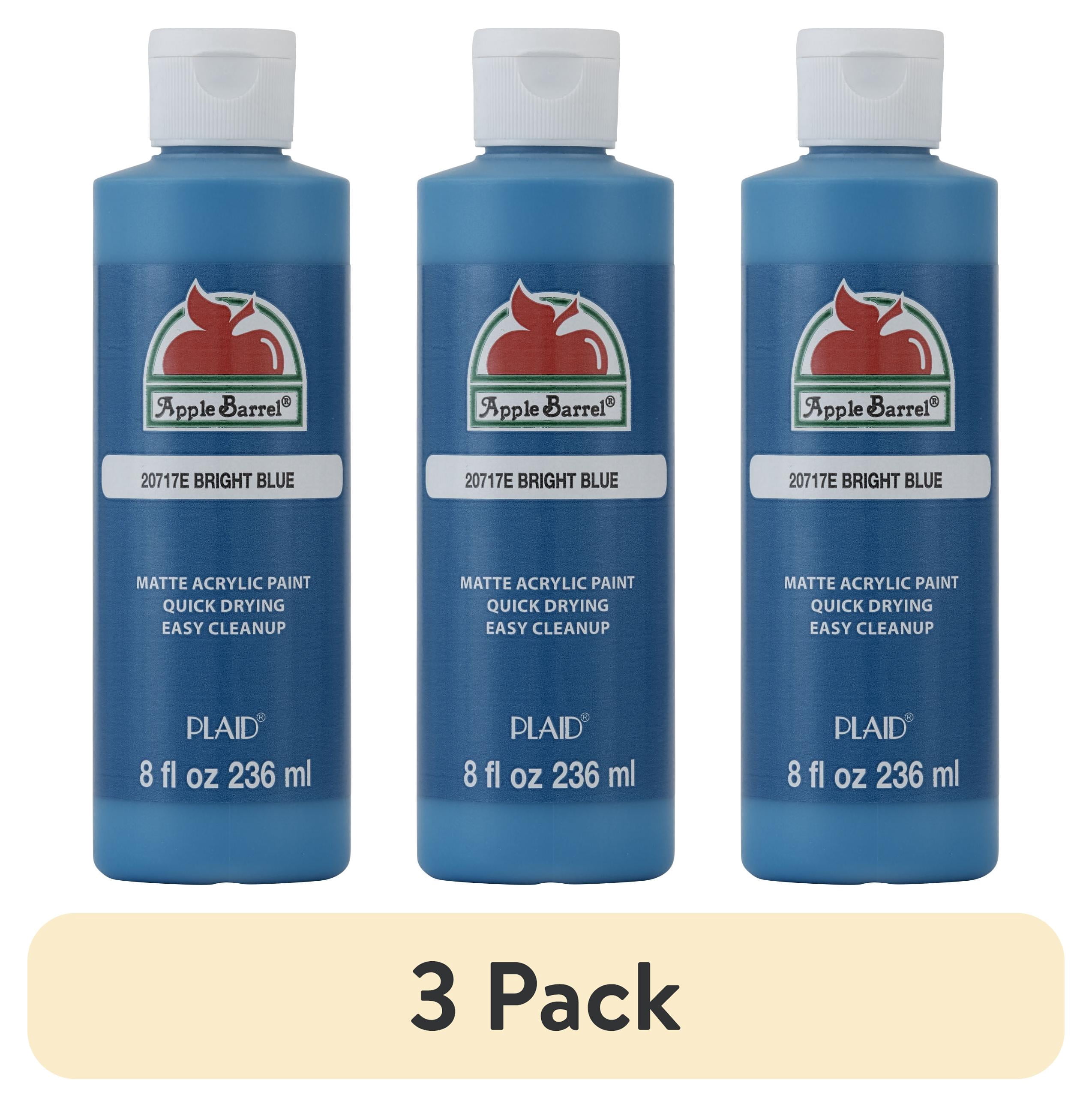 (3 pack) Apple Barrel Acrylic Craft Paint, Matte Finish, Bright Blue, 8 fl oz