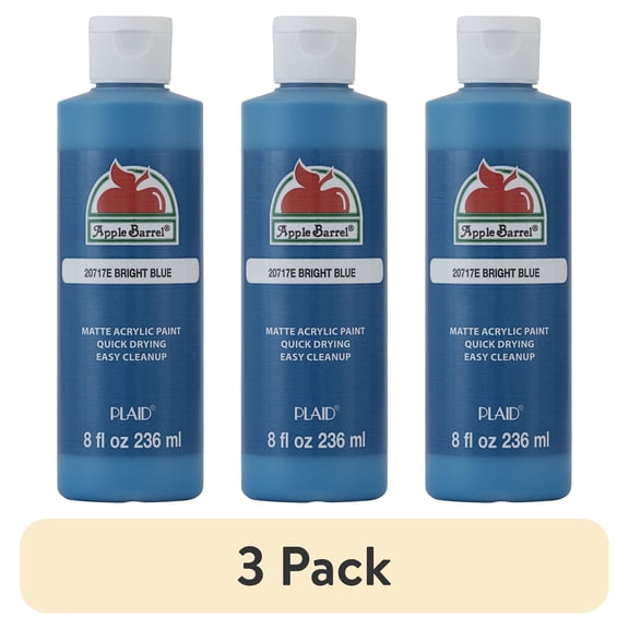 (3 pack) Apple Barrel Acrylic Craft Paint, Matte Finish, Bright Blue, 8 fl oz