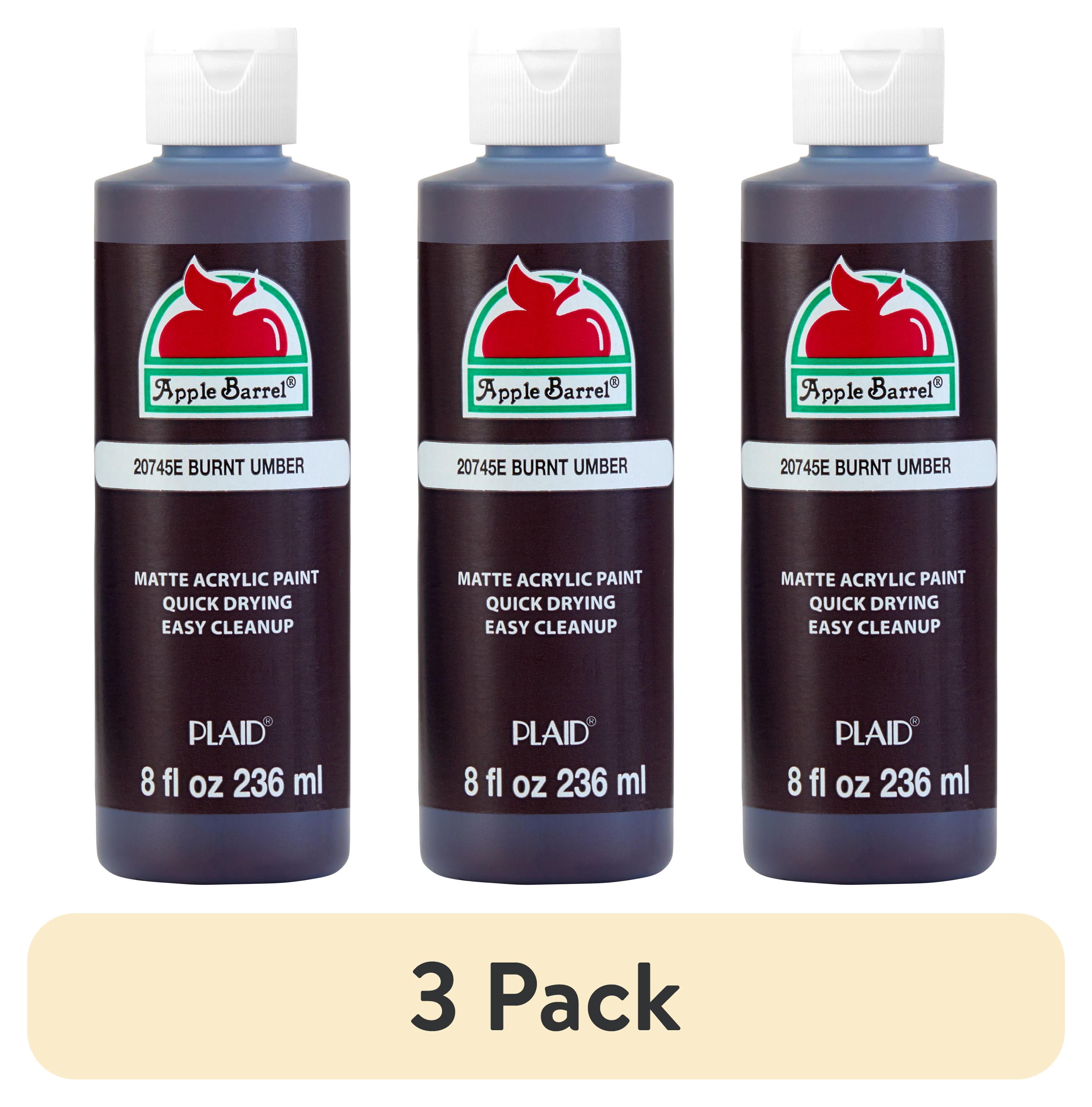 (3 pack) Apple Barrel Acrylic Craft Paint, Matte Finish, Burnt Umber, 8 fl oz