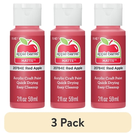(3 pack) Apple Barrel Acrylic Craft Paint, Matte Finish, Red Apple, 2 fl oz