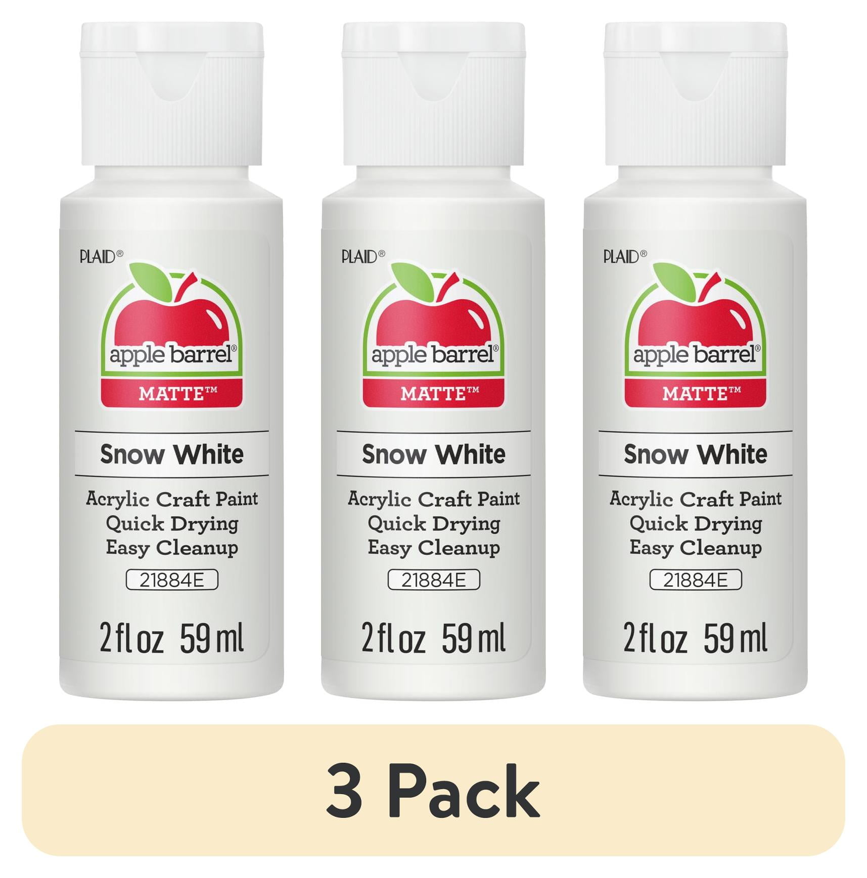 (3 pack) Apple Barrel Acrylic Craft Paint, Matte Finish, Snow White, 2 fl oz