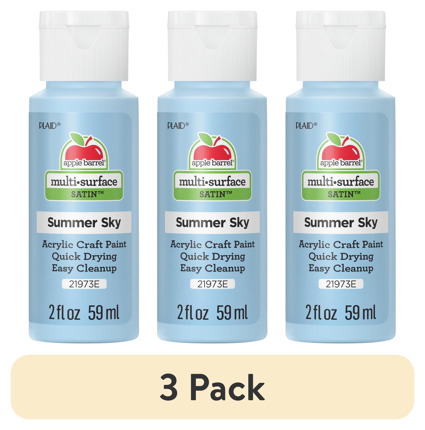 (3 pack) Apple Barrel Multi-Surface Acrylic Craft Paint, Satin Finish, Summer Sky, 2 fl oz