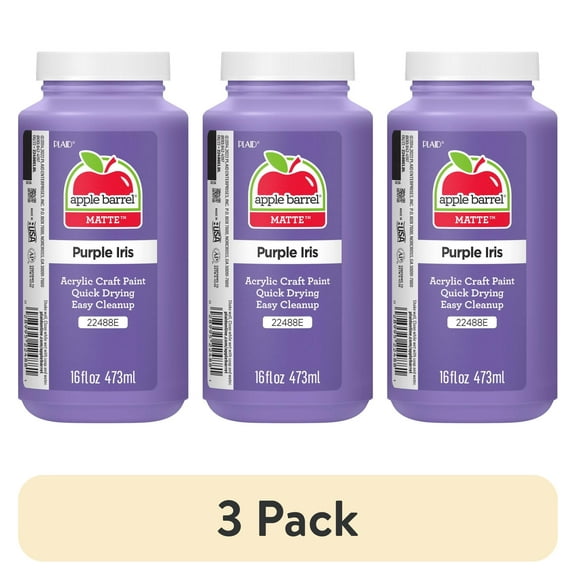 (3 pack) Apple Barrel Acrylic Craft Paint, Matte Finish, Purple Iris, 16 fl oz