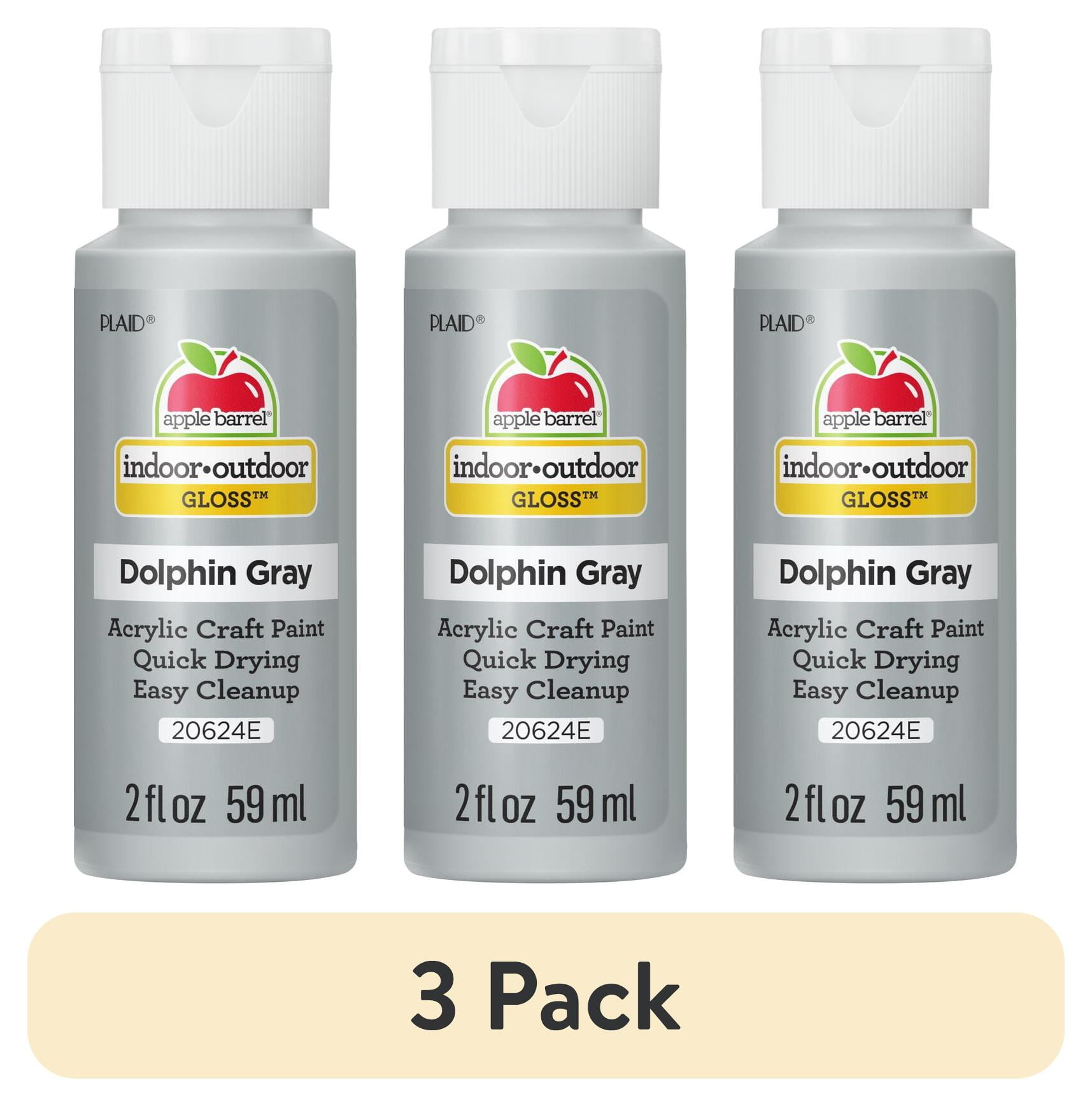 (3 pack) Apple Barrel Acrylic Craft Paint, Gloss Finish, Dolphin Grey, 2 fl oz