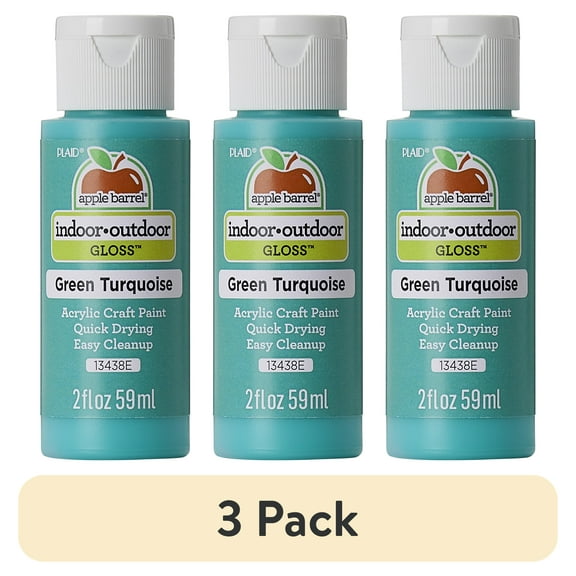 (3 pack) Apple Barrel Acrylic Craft Paint, Gloss Finish, Green Turquoise, 2 fl oz