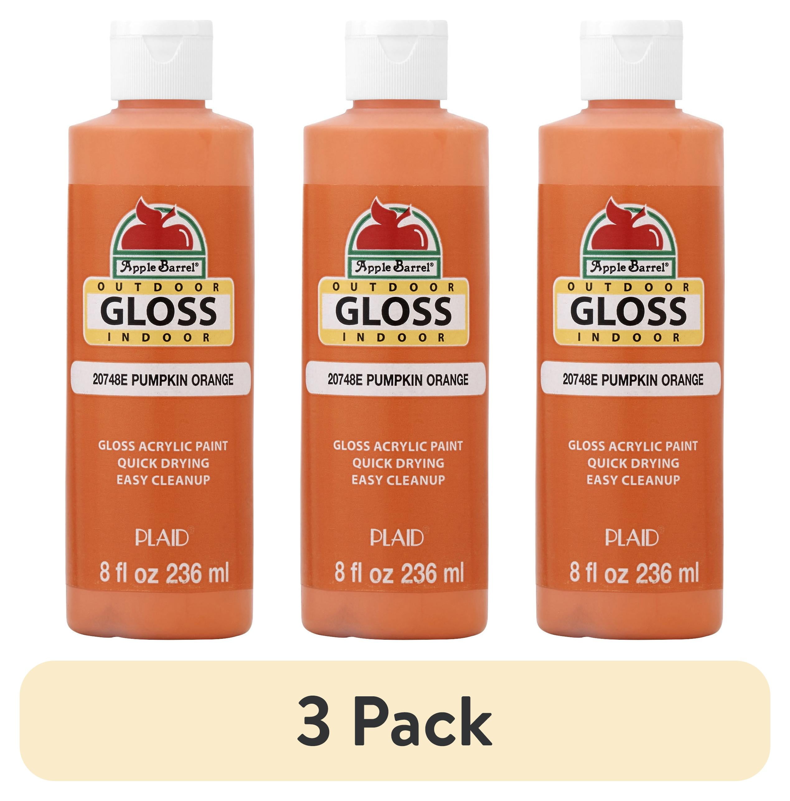 (3 pack) Apple Barrel Acrylic Craft Paint, Gloss Finish, Pumpkin Orange, 8 fl oz