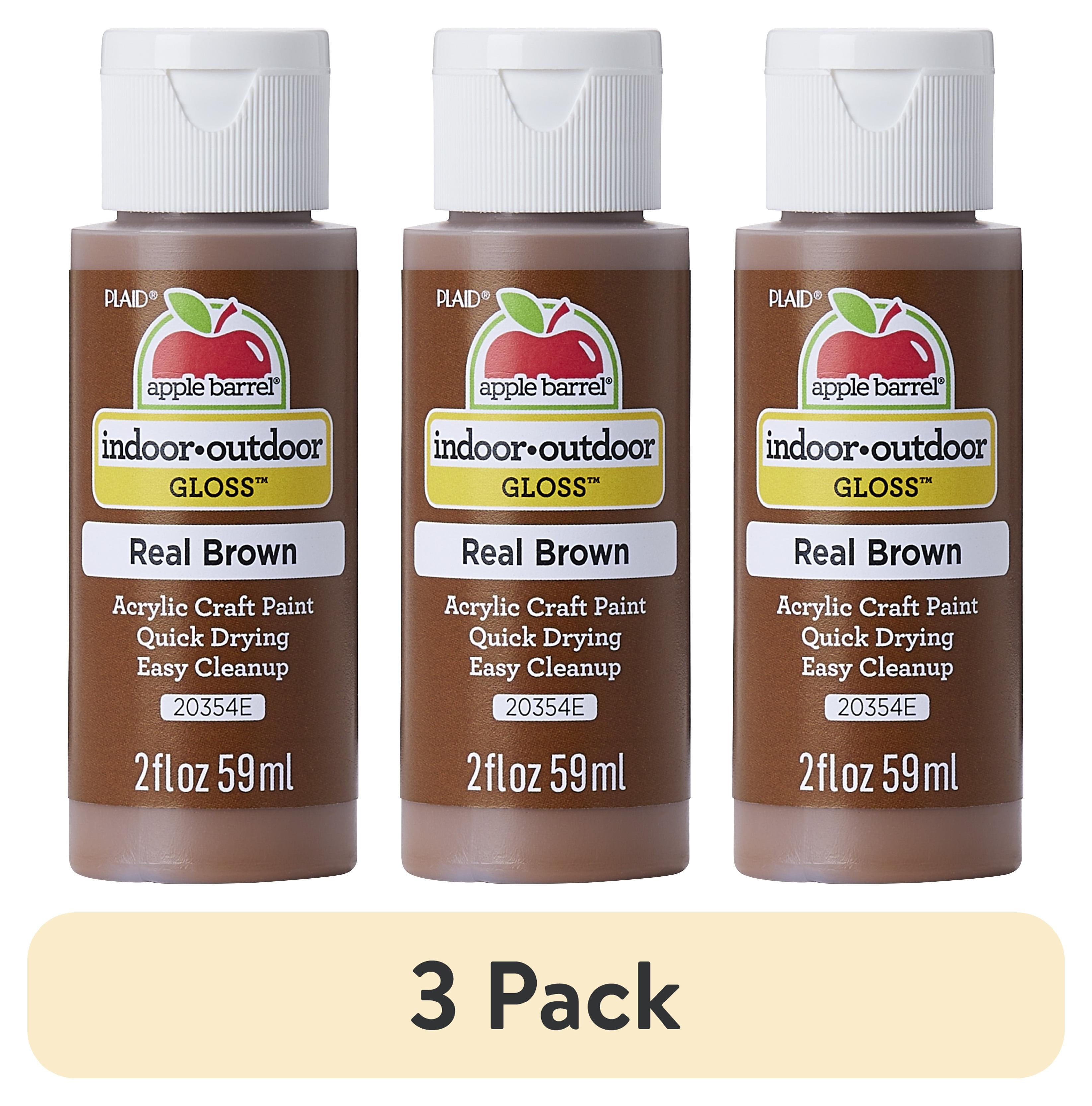 (3 pack) Apple Barrel Acrylic Craft Paint, Gloss Finish, Real Brown, 2 fl oz