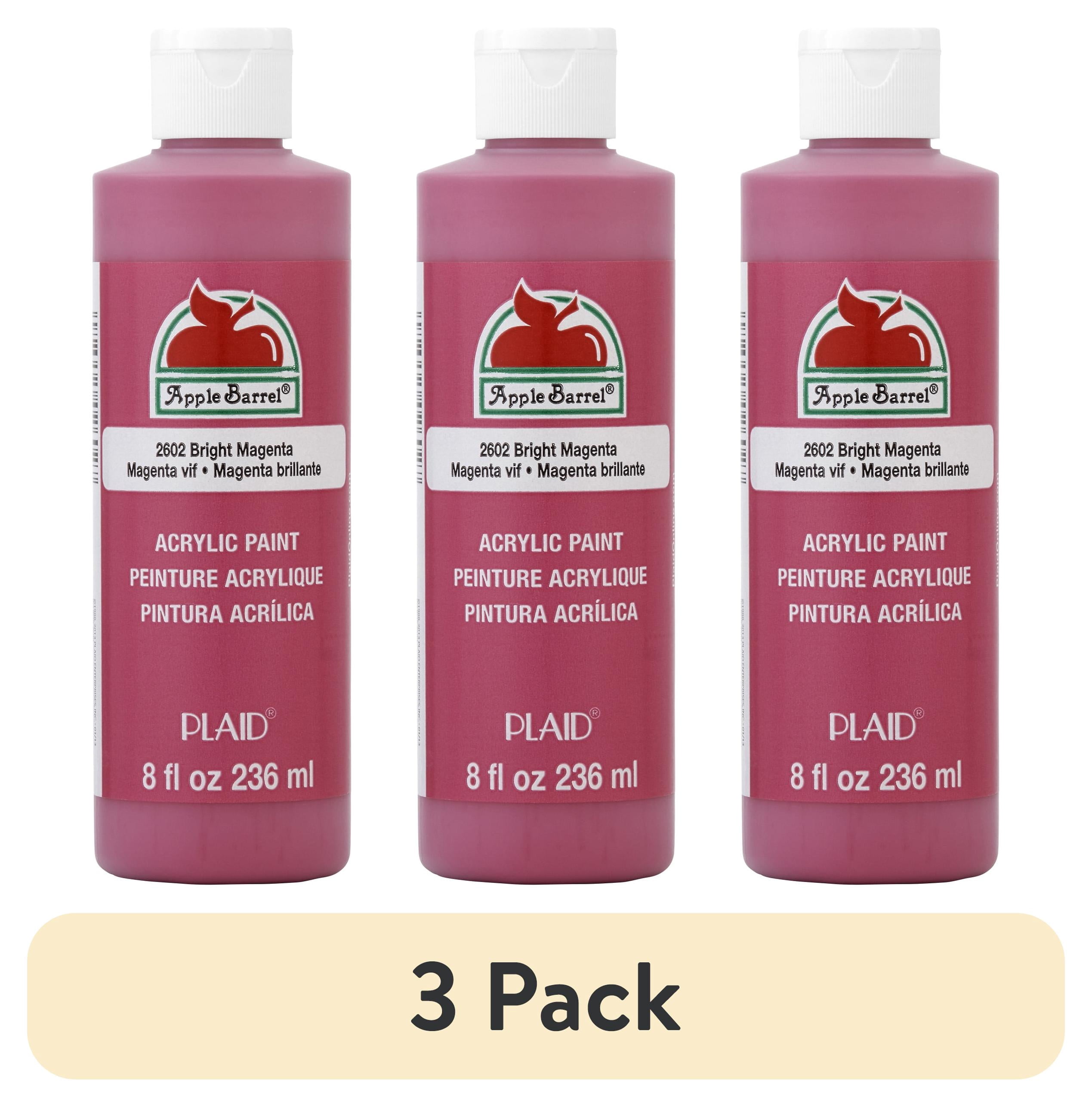 (3 pack) Apple Barrel Acrylic Craft Paint, Matte Finish, Bright Magenta, 8 fl oz