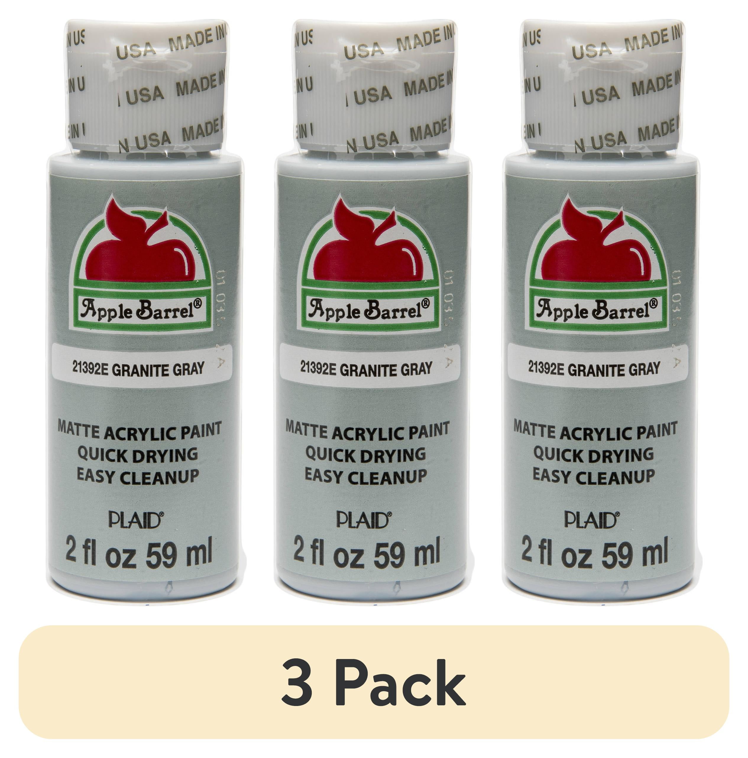 (3 pack) Apple Barrel Acrylic Craft Paint, Matte Finish, Granite Gray, 2 fl oz