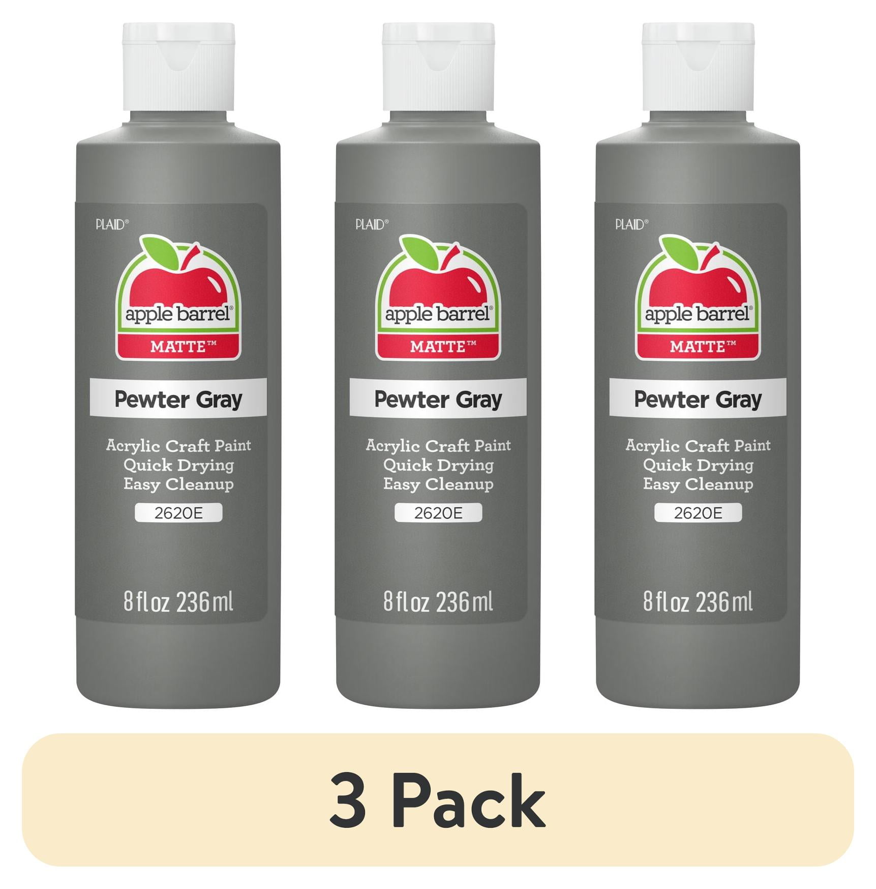 (3 pack) Apple Barrel Acrylic Craft Paint, Matte Finish, Pewter Grey, 8 fl oz