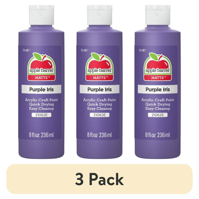 (3 pack) Apple Barrel Acrylic Craft Paint, Matte Finish, Purple Iris, 8 fl oz