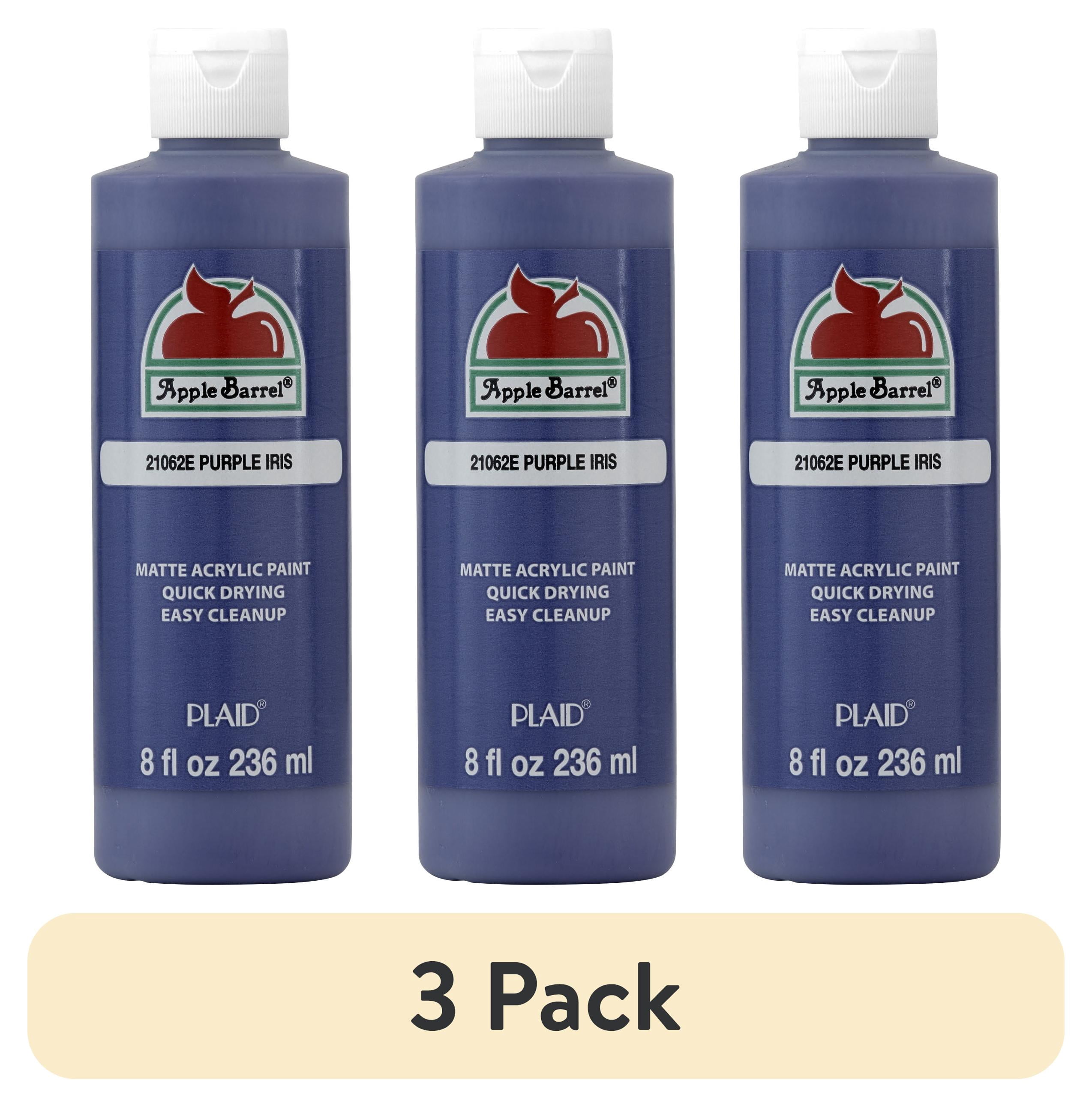 (3 pack) Apple Barrel Acrylic Craft Paint, Matte Finish, Purple Iris, 8 fl oz