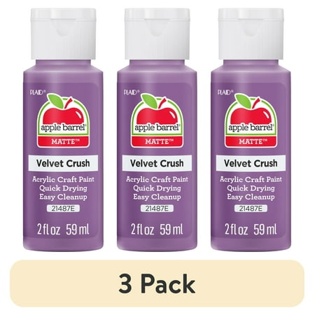 (3 pack) Apple Barrel Acrylic Craft Paint, Matte Finish, Velvet Crush, 2 fl oz