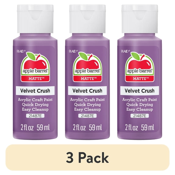 (3 pack) Apple Barrel Acrylic Craft Paint, Matte Finish, Velvet Crush, 2 fl oz